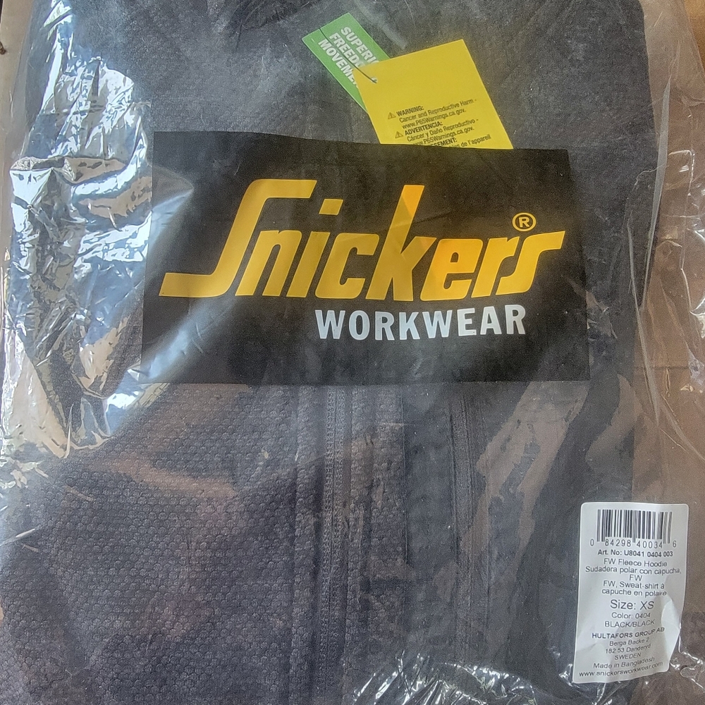 Snickers FlexiWork Fleece Black Hoodie Men's XS New With Tags $120!